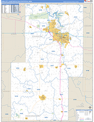 Iowa City Metro Area Wall Map Basic Style 2026